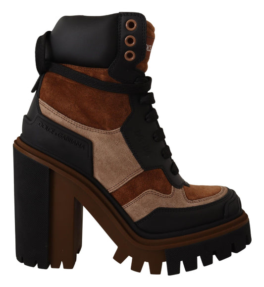 Dolce & Gabbana Elegant Leather Ankle Boots in Brown