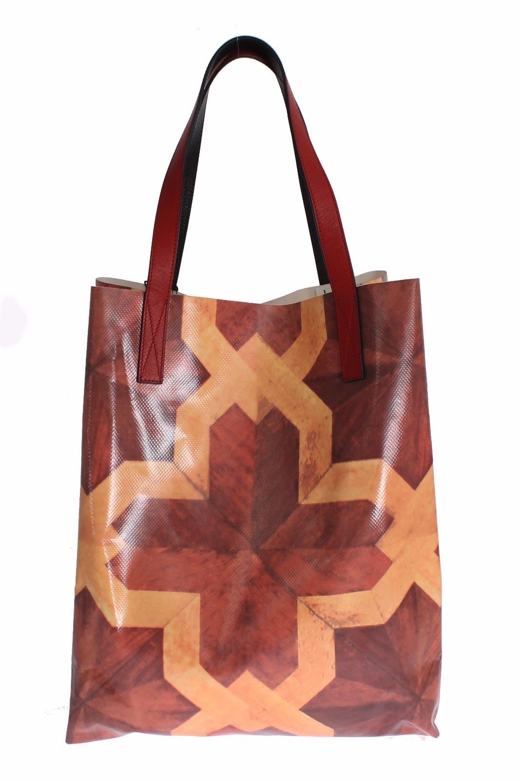 House of Holland Chic Brown Patterned PVC Tote with Leather Handles