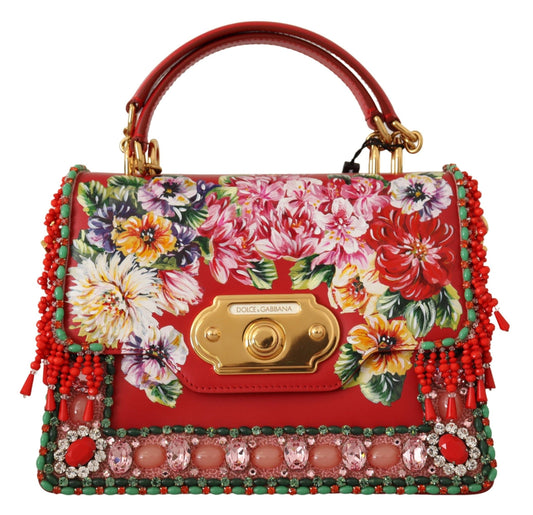 Dolce & Gabbana Elegant Red Crystal-Studded Tote Shoulder Bag