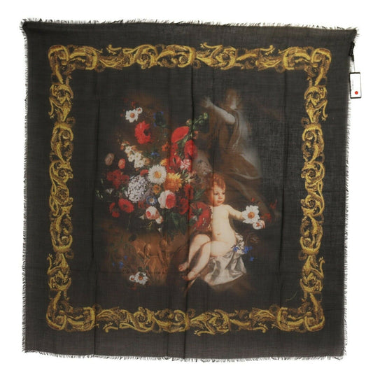 Dolce & Gabbana Elegant Silk Cashmere Floral Scarf