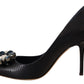 Dolce & Gabbana Elegant Dark Blue Crystal Leather Pumps