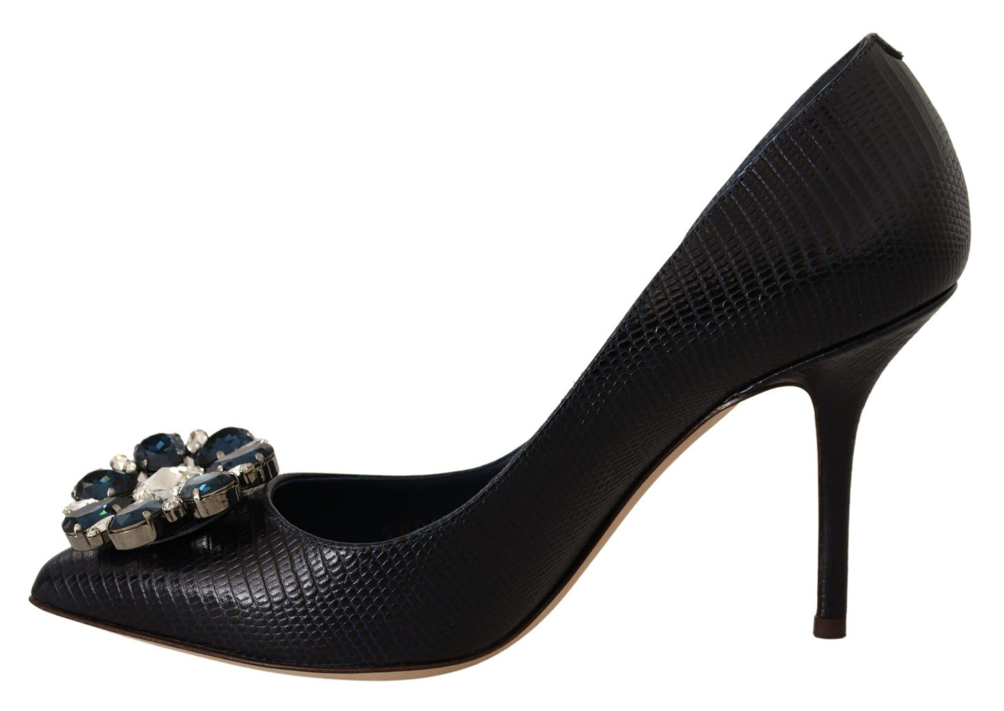 Dolce & Gabbana Elegant Dark Blue Crystal Leather Pumps