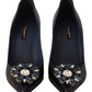 Dolce & Gabbana Elegant Dark Blue Crystal Leather Pumps