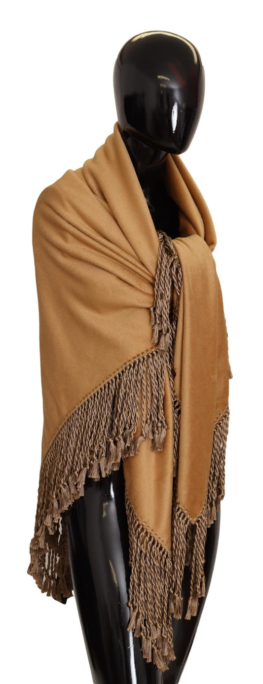 Dolce & Gabbana Elegant Gold Square Scarf with Fringes