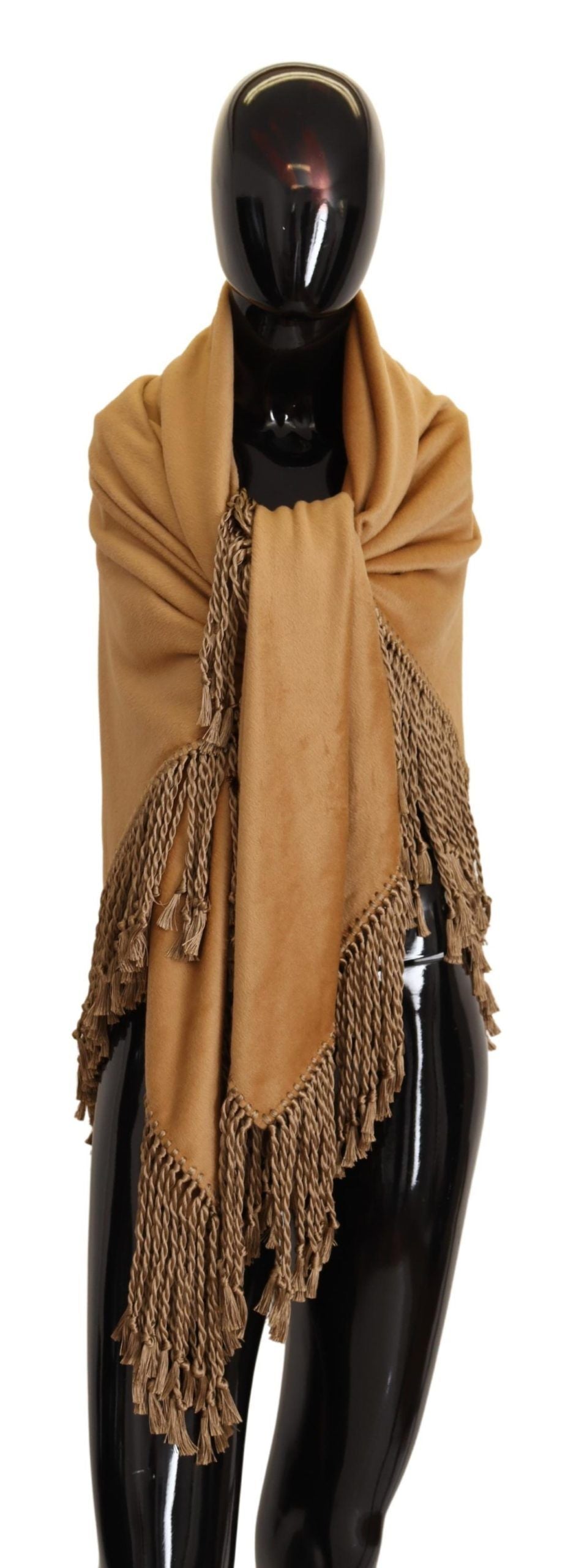 Dolce & Gabbana Elegant Gold Square Scarf with Fringes