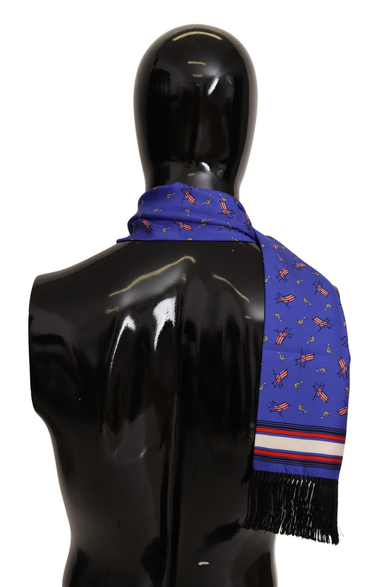 Dolce & Gabbana Elegant Purple Silk Scarf with Cocktail Print