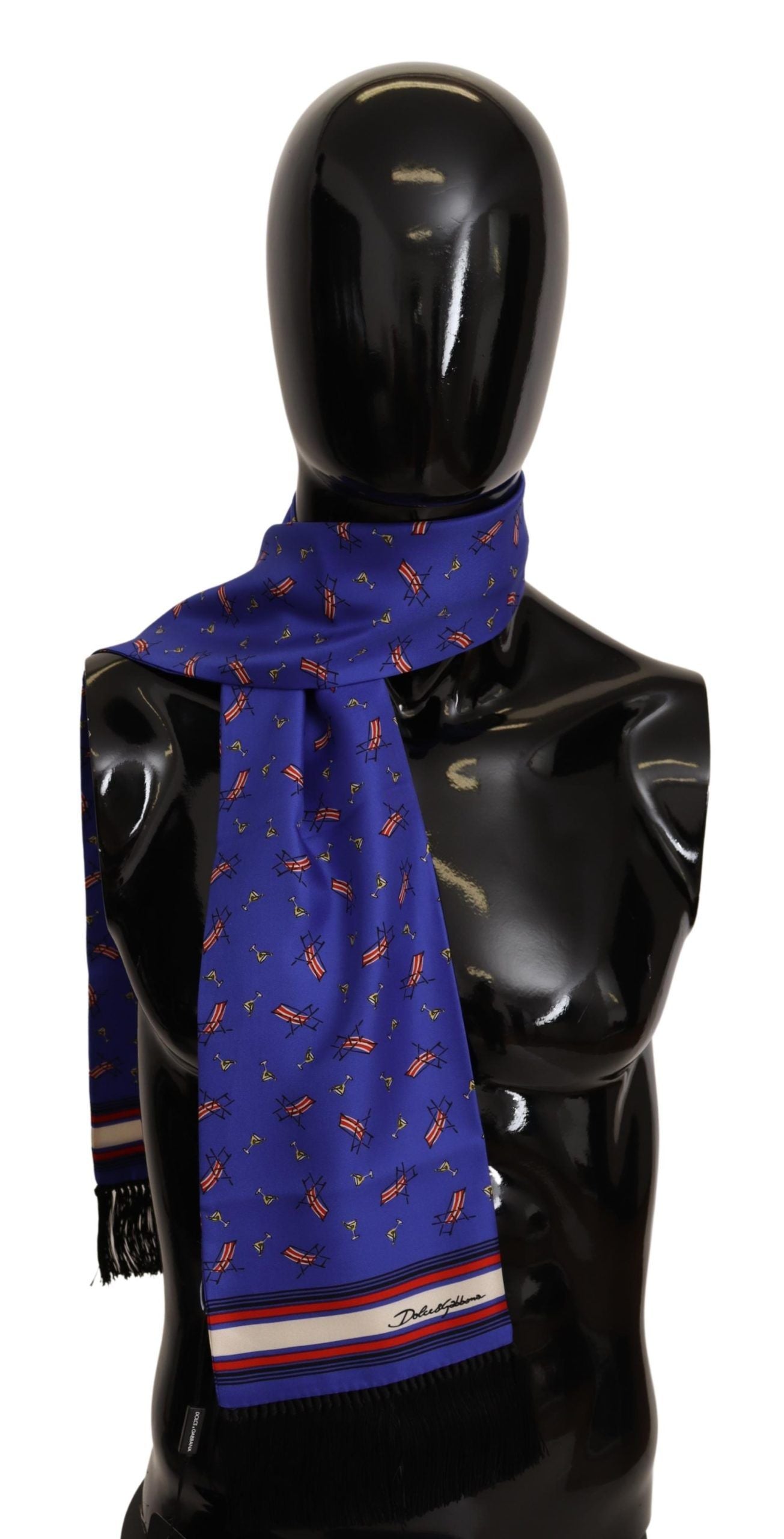 Dolce & Gabbana Elegant Purple Silk Scarf with Cocktail Print