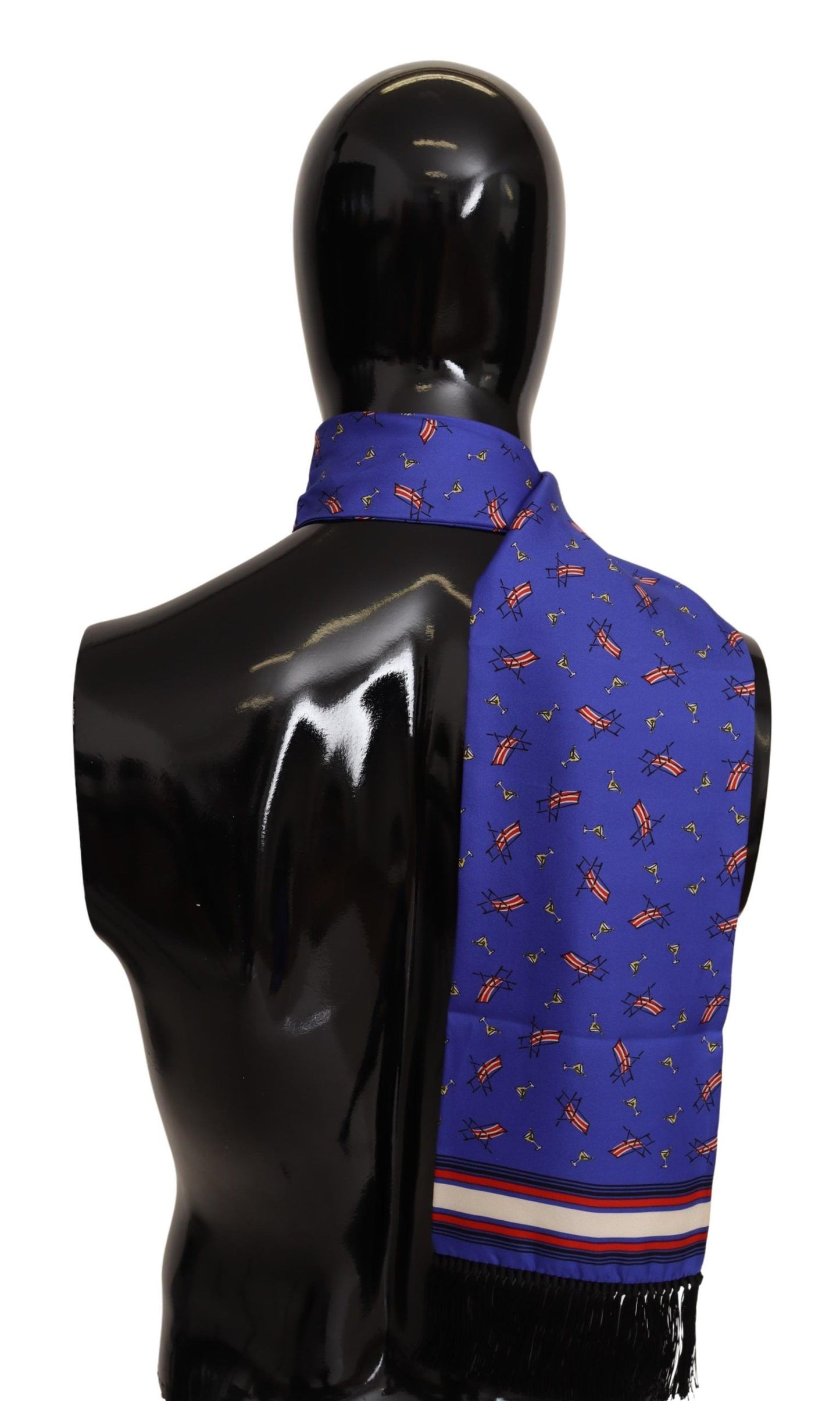 Dolce & Gabbana Elegant Purple Silk Scarf with Cocktail Print