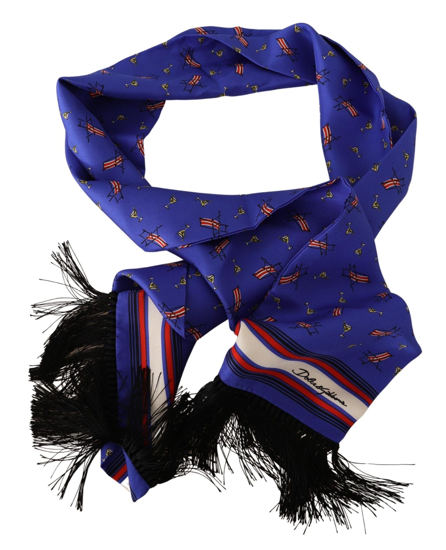 Dolce & Gabbana Elegant Purple Silk Scarf with Cocktail Print