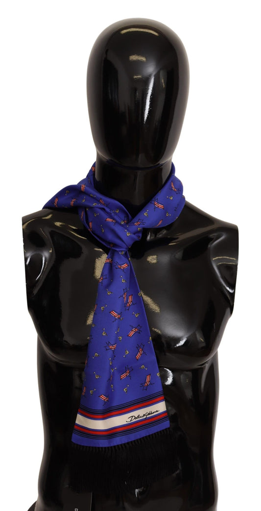 Dolce & Gabbana Elegant Purple Silk Scarf with Cocktail Print