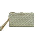 Michael Kors Jet Set Travel Leather Logo Large Double Zip Wristlet Wallet (Pale Gold Metallic)