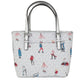 Michael Kors Jet Set Girls Print Signature PVC XS Carryall Top Zip Tote (Bright White Multi)