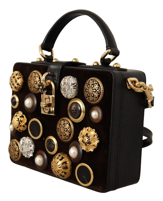 Dolce & Gabbana Enchanted Velvet Iguana Leather Box Bag