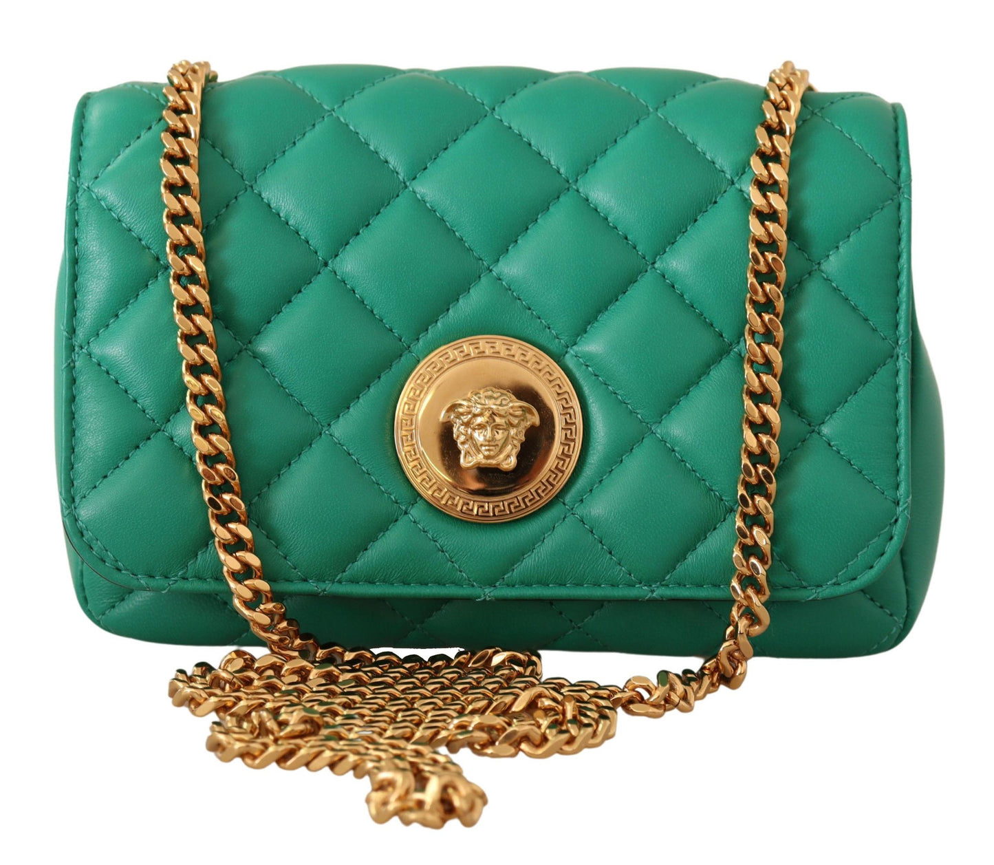 Versace Elegant Green Nappa Leather Small Crossbody