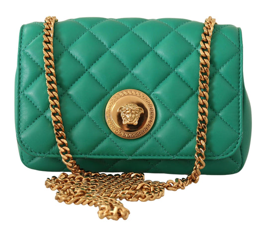 Versace Elegant Green Nappa Leather Small Crossbody