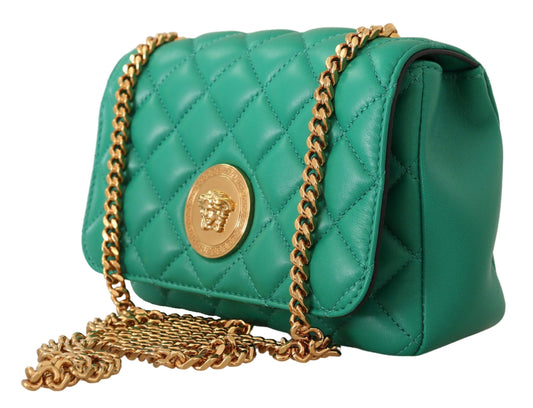 Versace Elegant Green Nappa Leather Small Crossbody