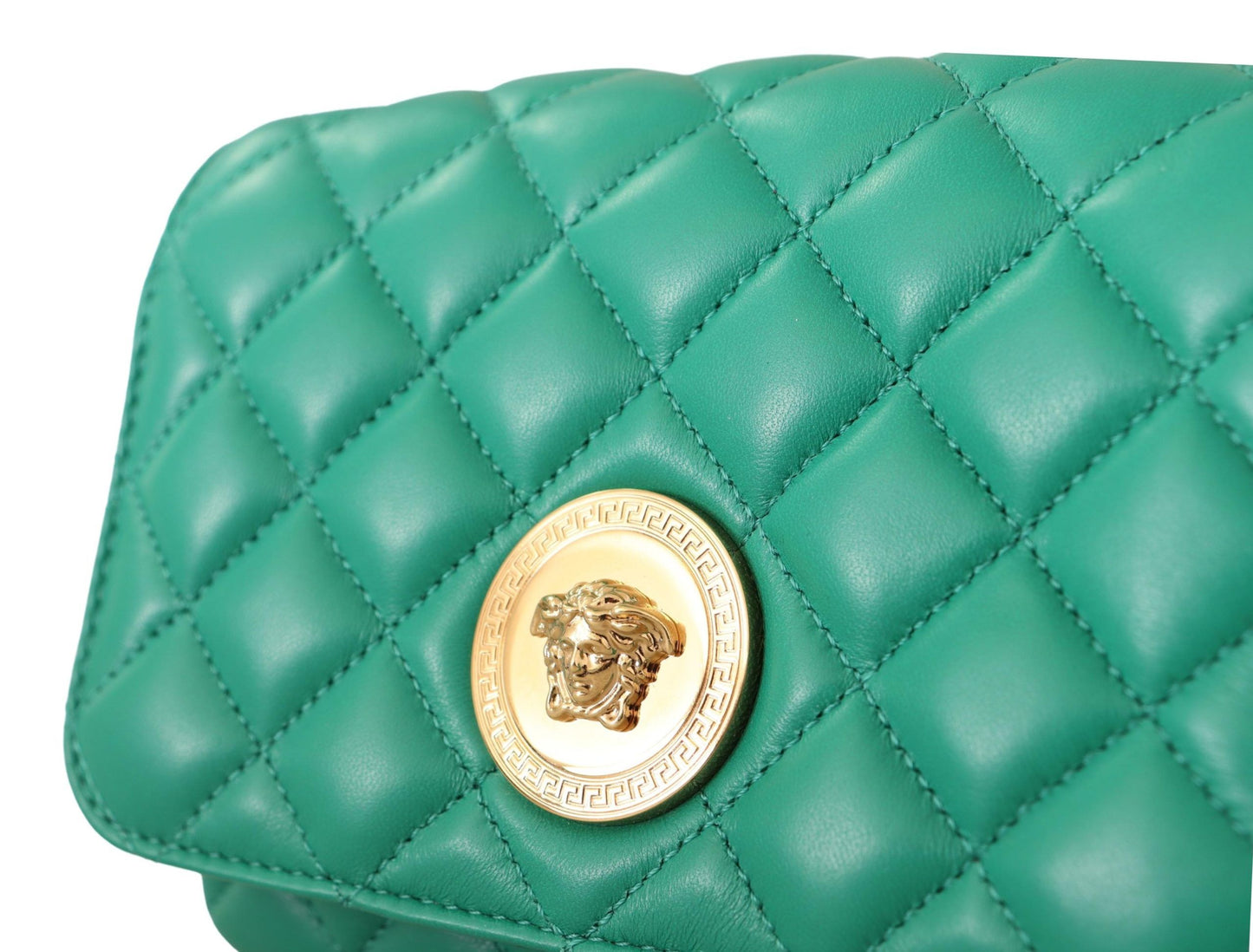 Versace Elegant Green Nappa Leather Small Crossbody