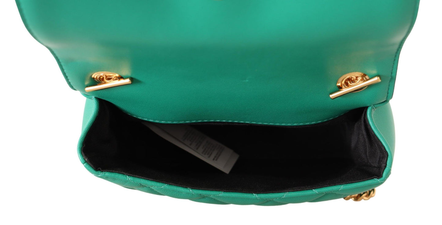 Versace Elegant Green Nappa Leather Small Crossbody