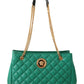 Versace Elegant Quilted Green Nappa Tote with Medusa Charm