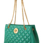 Versace Elegant Quilted Green Nappa Tote with Medusa Charm