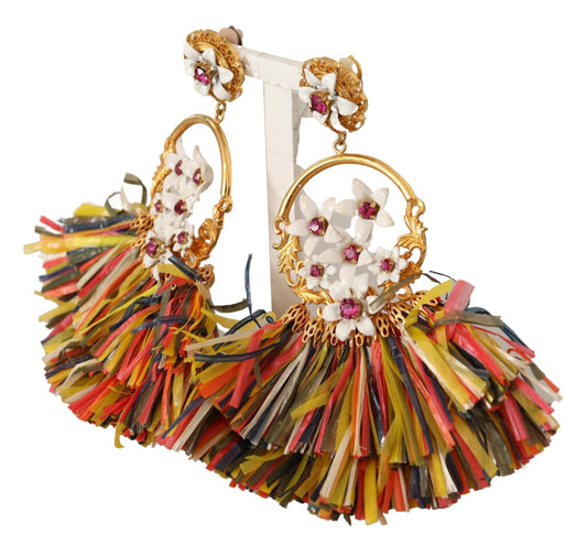 Dolce & Gabbana Elegant Floral Clip-On Dangle Earrings