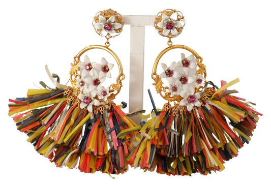 Dolce & Gabbana Elegant Floral Clip-On Dangle Earrings