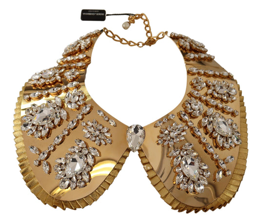 Dolce & Gabbana Glamorous Crystal Embellished Gold Collar