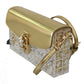 Dolce & Gabbana Elegant Gold Crystal Embellished Box Bag