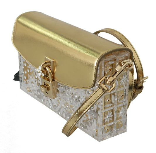 Dolce & Gabbana Elegant Gold Crystal Embellished Box Bag