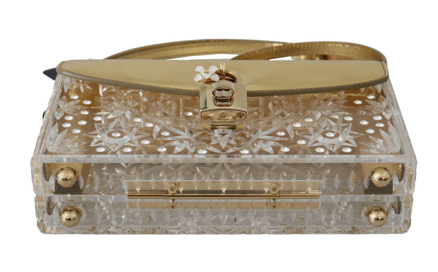 Dolce & Gabbana Elegant Gold Crystal Embellished Box Bag