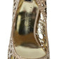 Philipp Plein Elegant Beige Leather Heeled Pumps with Rhinestones