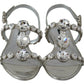 Dolce & Gabbana Crystal Embellished Silver Leather Sandals