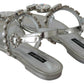 Dolce & Gabbana Crystal Embellished Silver Leather Sandals