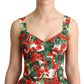 Dolce & Gabbana Chic Red Geranium Print Sleeveless Jumpsuit