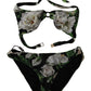 Dolce & Gabbana Elegant Black Rose Printed Two-Piece Bikini