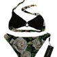 Dolce & Gabbana Elegant Black Rose Printed Two-Piece Bikini