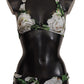 Dolce & Gabbana Elegant Black Rose Printed Two-Piece Bikini