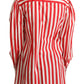 Dolce & Gabbana Elegant Red and White Stripe Cotton Polo Top