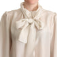 Dolce & Gabbana Elegant Light Gray Silk Ascot Blouse