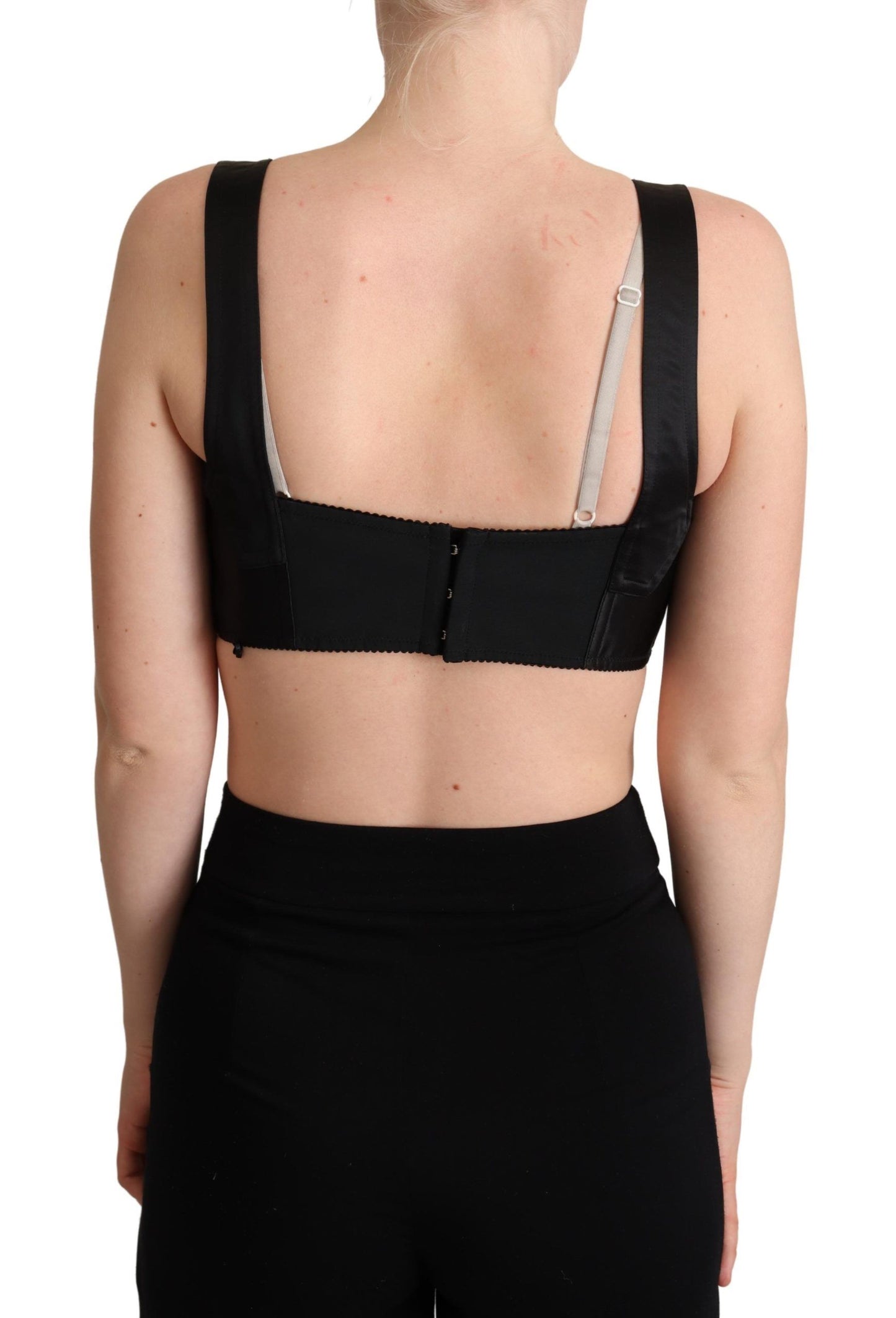 Dolce & Gabbana Elegant Black Silk Blend Bustier Crop Top