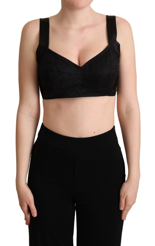 Dolce & Gabbana Elegant Black Silk Blend Bustier Crop Top