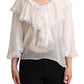 Dolce & Gabbana Elegant White Silk Long Sleeve Blouse