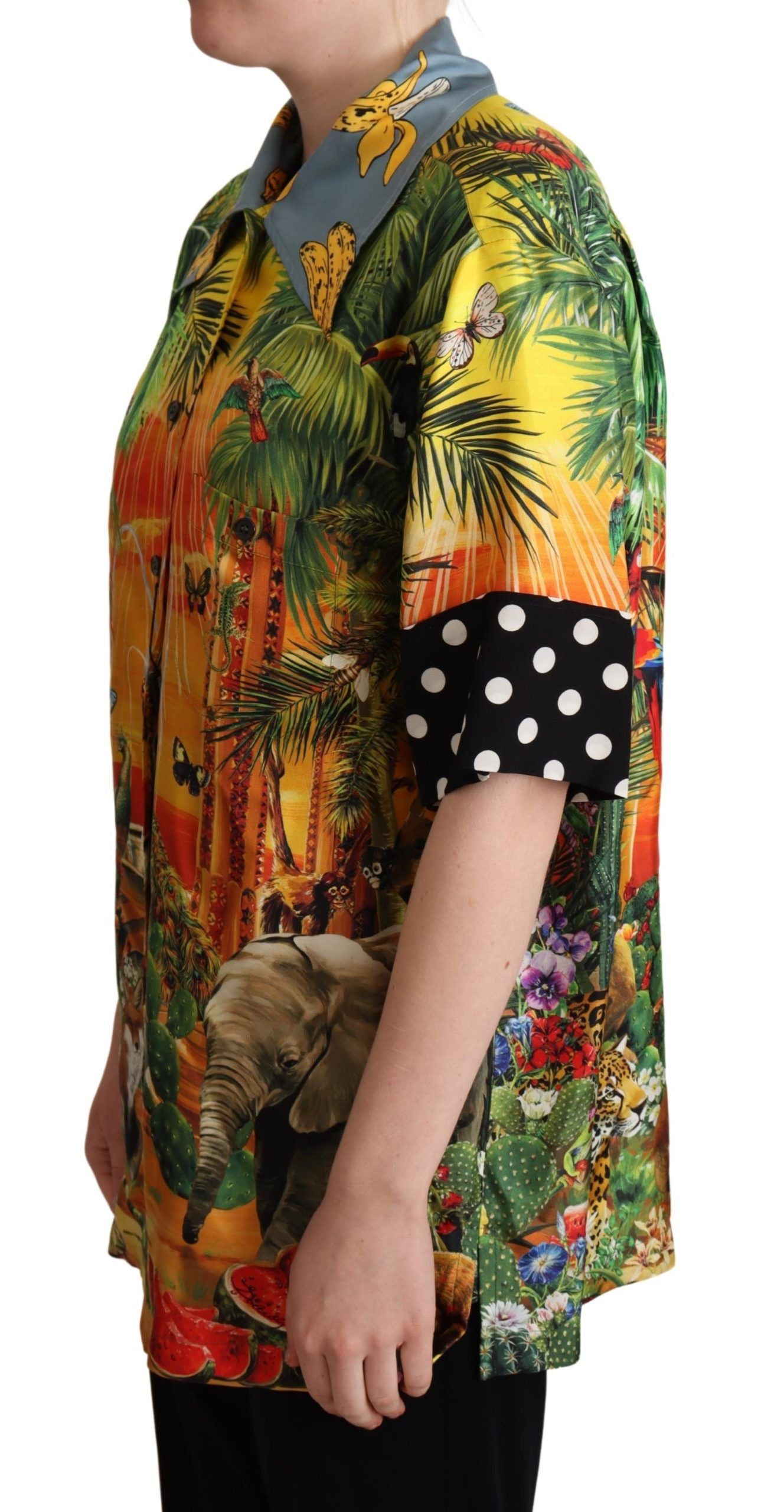 Dolce & Gabbana Tropical Silk Oversized Short-Sleeved Shirt