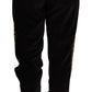 Dolce & Gabbana Chic Black Velour Embroidered Sweatpants