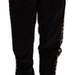 Dolce & Gabbana Chic Black Velour Embroidered Sweatpants