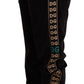 Dolce & Gabbana Chic Black Velour Embroidered Sweatpants