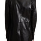 Dolce & Gabbana Elegant Black Leather Double-Breasted Jacket