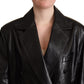 Dolce & Gabbana Elegant Black Leather Double-Breasted Jacket