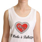 Dolce & Gabbana Crystal Embellished Heart White Sleeveless Tee