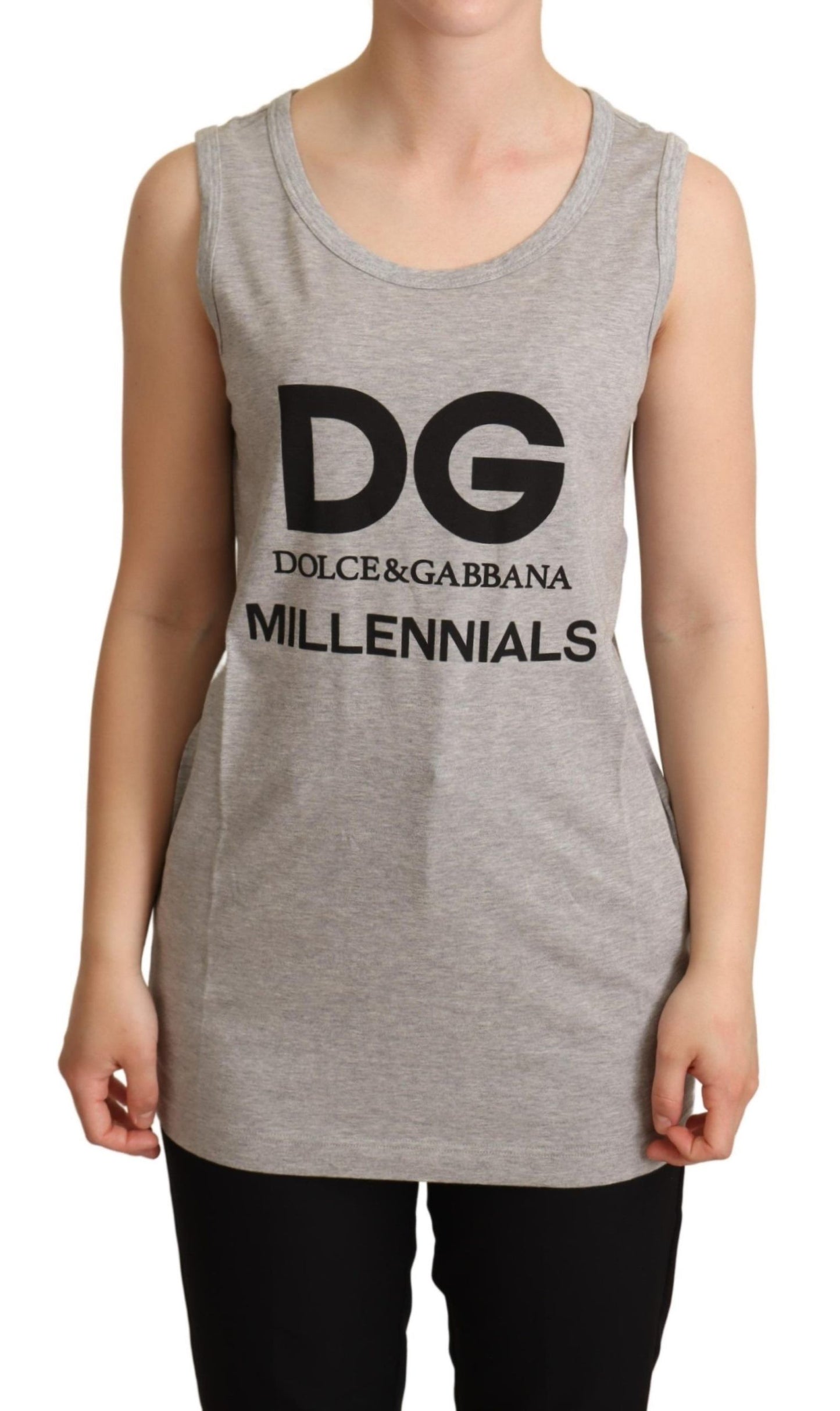 Dolce & Gabbana Chic Gray Sleeveless Logo Tank Top